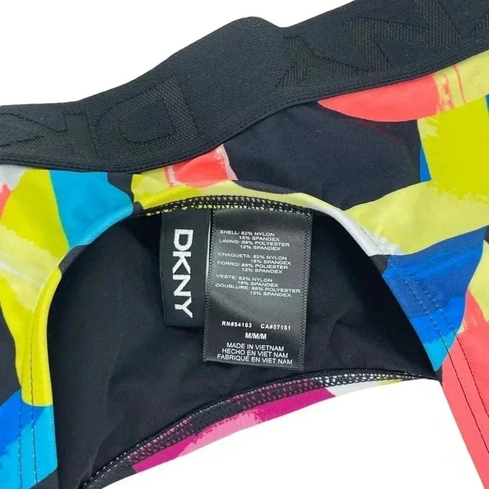 DKNY Grafitti Printed Logo Band Swimsuit Top Size Medium - Picture 4 of 5